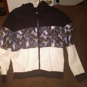 Black, Blue, and White Patterned Hoodie